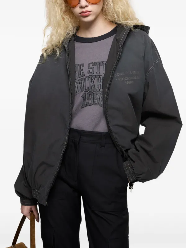 Acne Studios Logo-print Zip-up Hoodie in Black