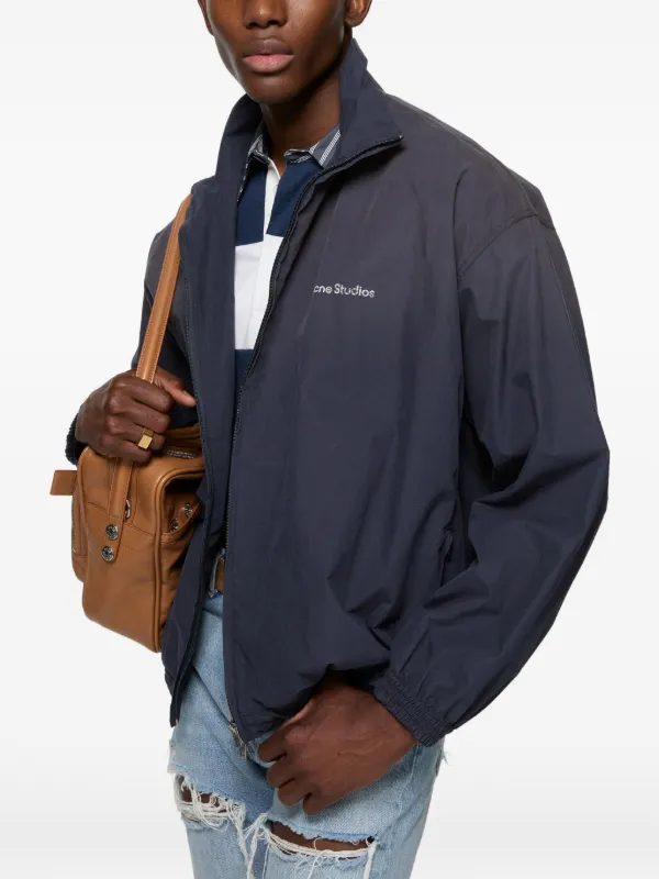 Acne Studios Washed-logo Zip-up Jacket in Blue