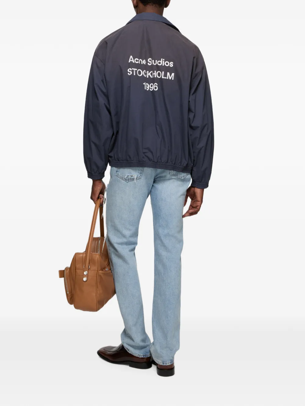 Acne Studios Washed-logo Zip-up Jacket in Blue, view 3