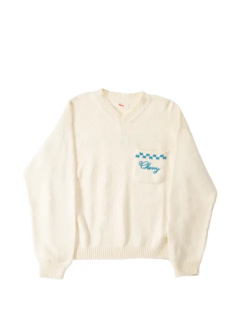 Cherry LA logo-embroidered V-neck sweater
