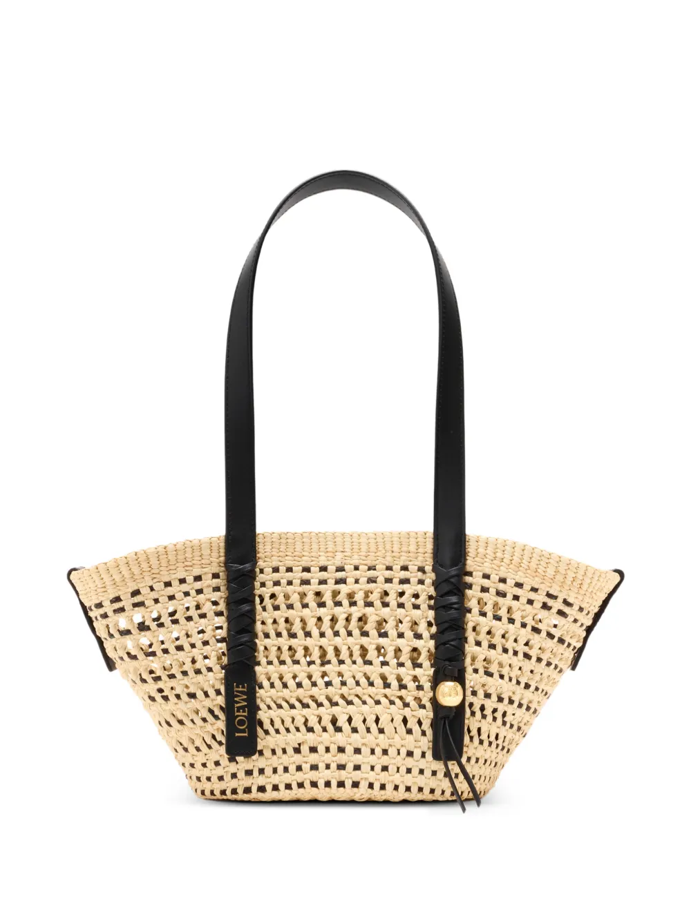 LOEWE small Braid basket in iraca palm and calfskin