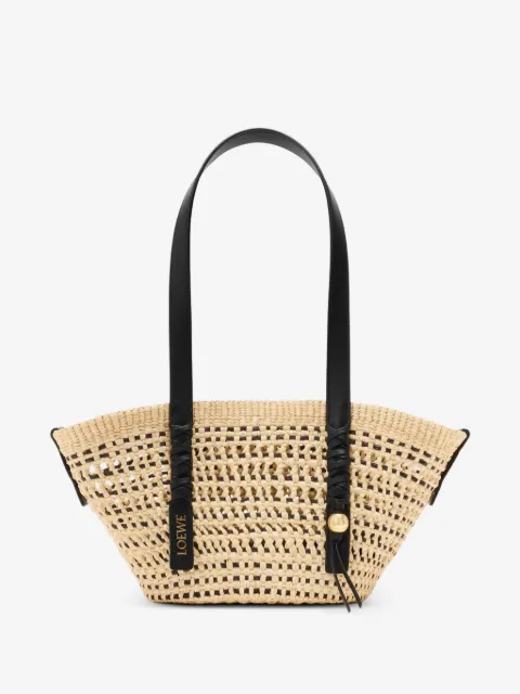 small Braid basket in iraca palm and calfskin