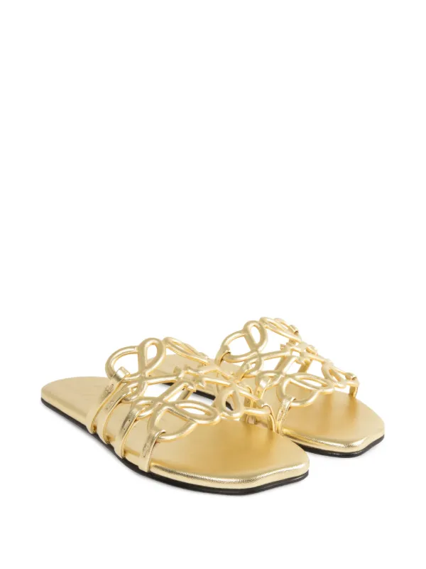 LOEWE Petal アナグラム サンダル | ゴールドトーン | FARFETCH JP