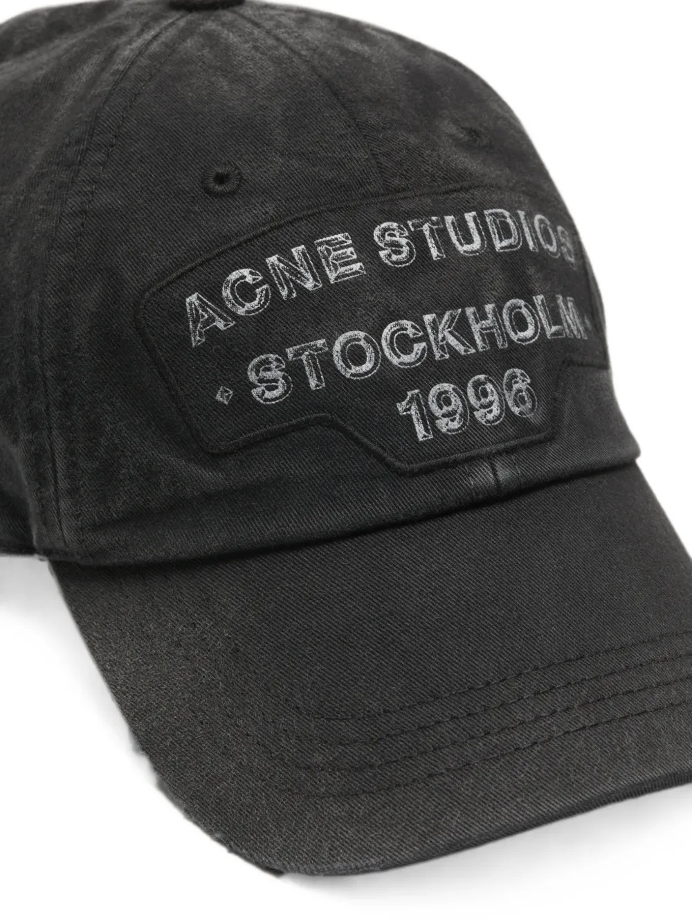 Acne Studios Gerafelde honkbalpet met logo-patch Zwart