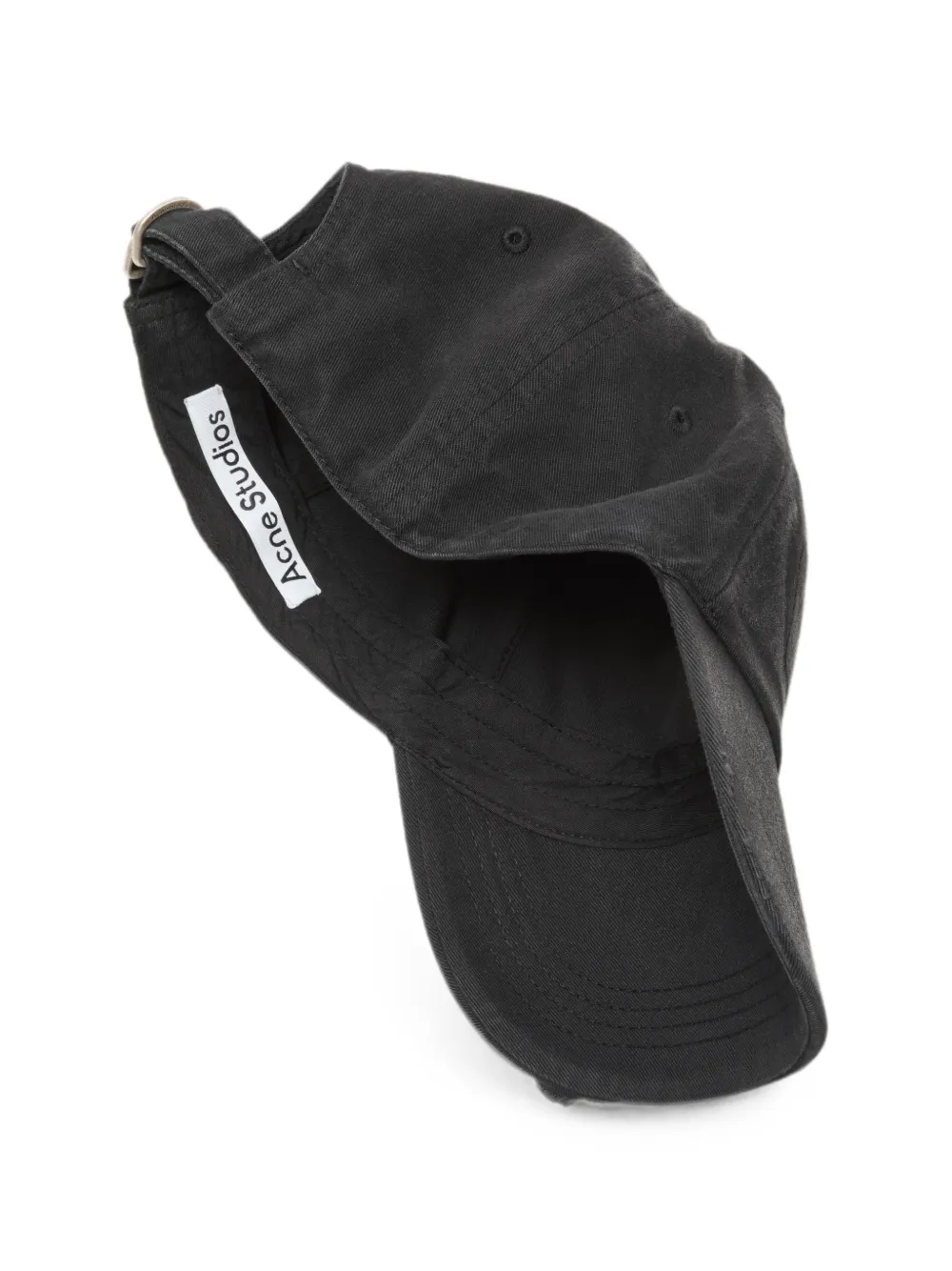 Acne Studios Gerafelde honkbalpet met logo-patch Zwart
