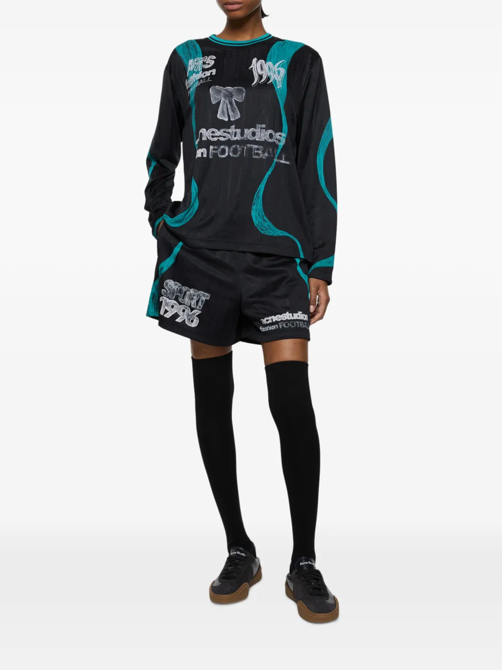 Acne Studios Sports Jersey Graphic T-shirt in Black, view 3