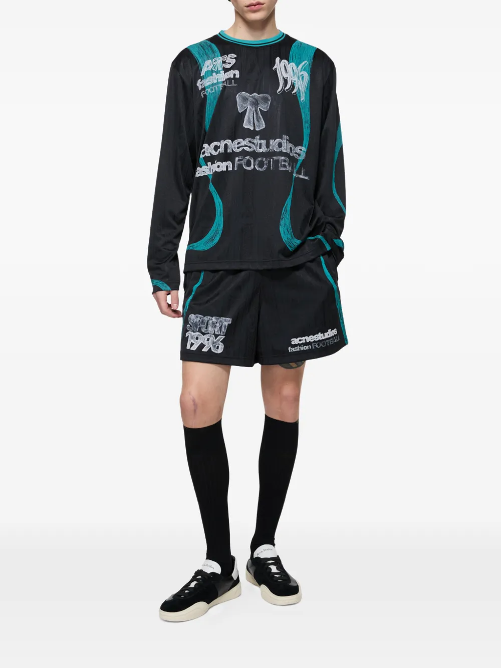 Acne Studios Sports Jersey Graphic T-shirt in Black, view 2
