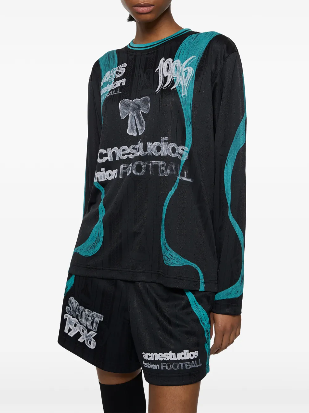 Acne Studios Sports Jersey Graphic T-shirt in Black, view 5