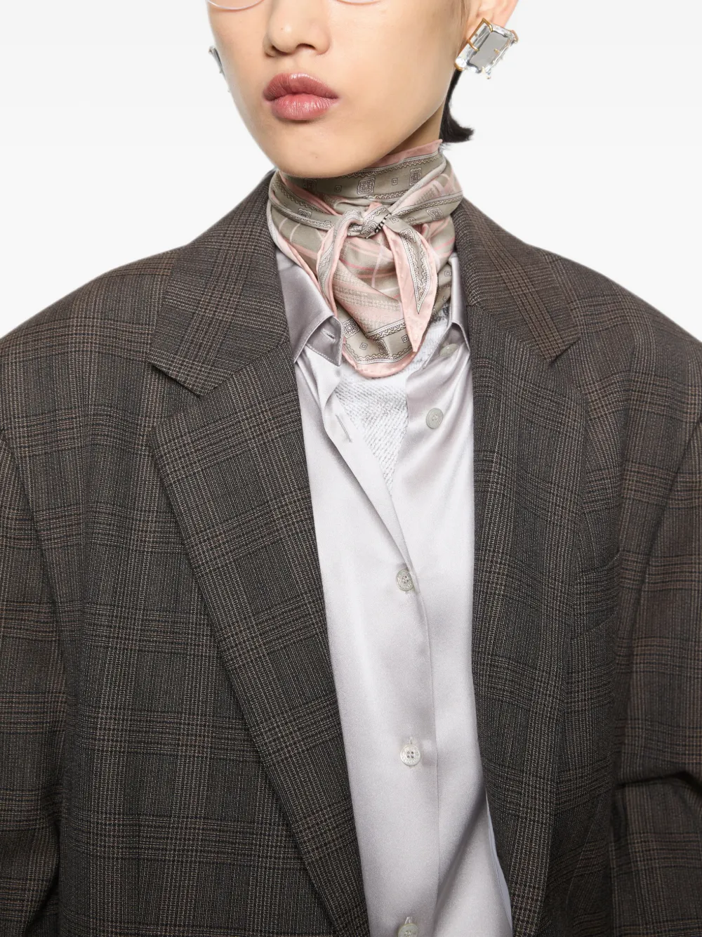Acne Studios Geruite sjaal verfraaid met studs Grijs