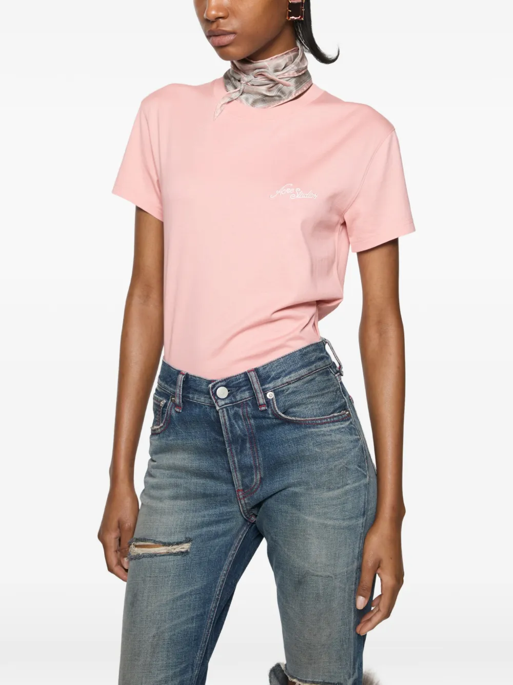 Acne Studios Getailleerd T-shirt met logo Roze
