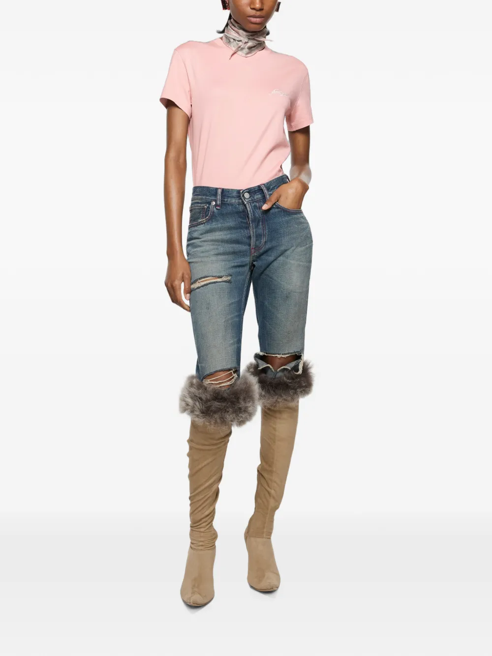 Acne Studios Getailleerd T-shirt met logo Roze