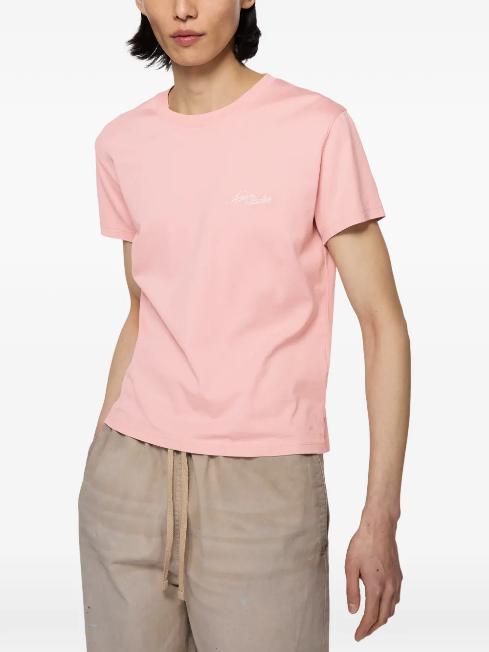 Acne Studios Getailleerd T-shirt met logo Roze