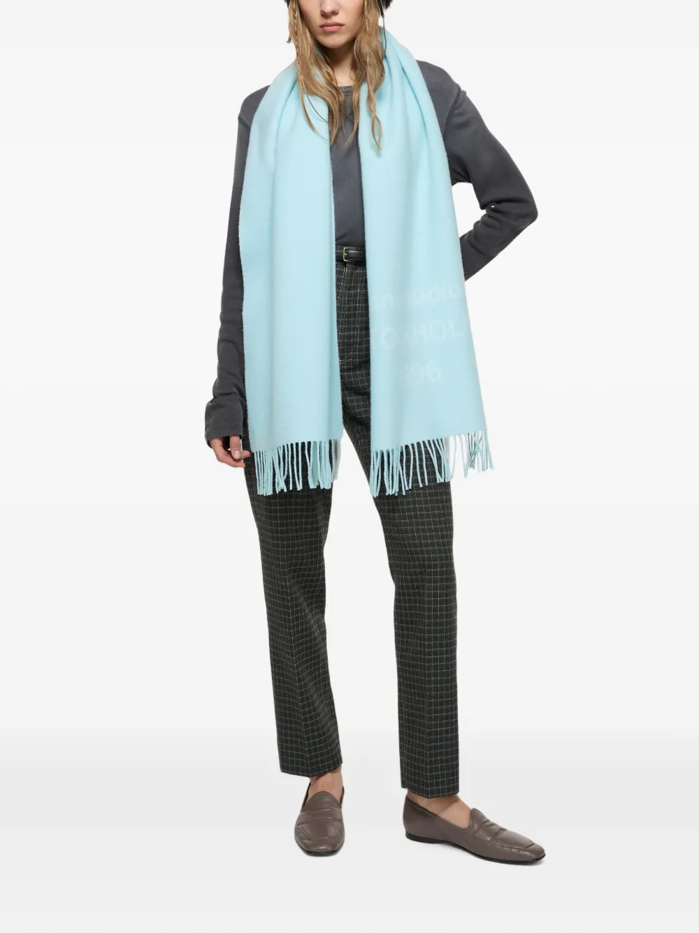 Acne Studios Sjaal met logo-intarsia met franje Blauw
