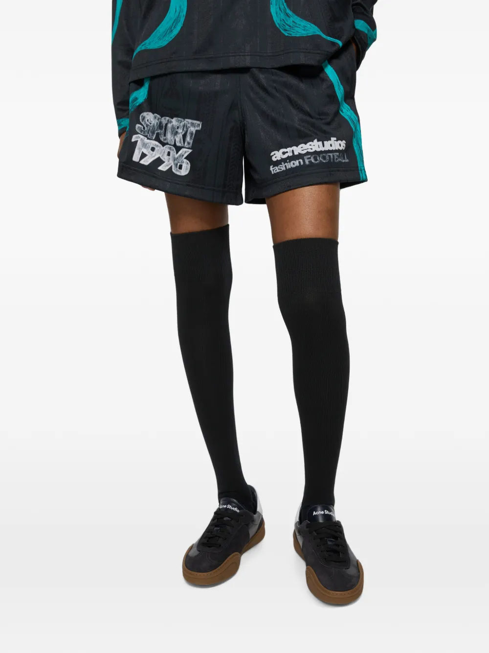 Acne Studios Casual grafische shorts Zwart