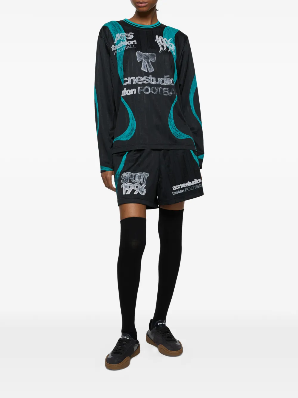 Acne Studios Casual grafische shorts Zwart