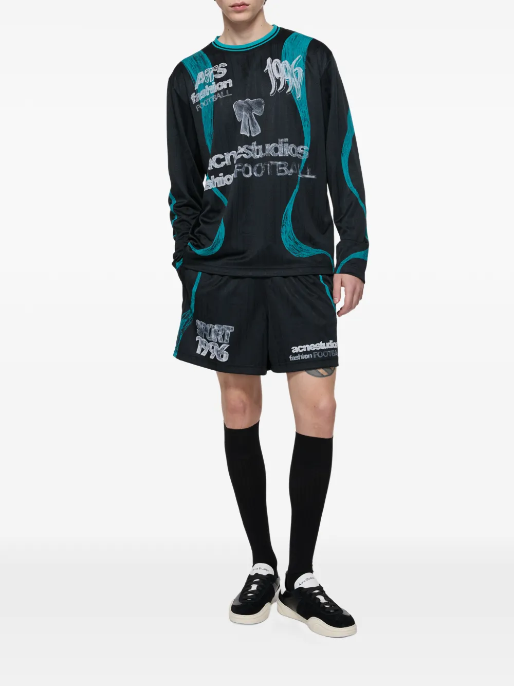 Acne Studios Casual grafische shorts Zwart