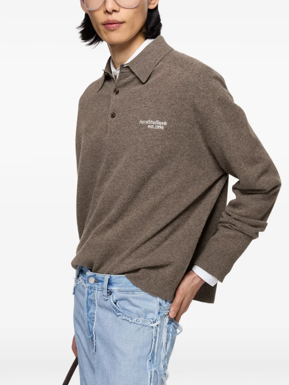 Acne Studios Wollen gebreid poloshirt Bruin