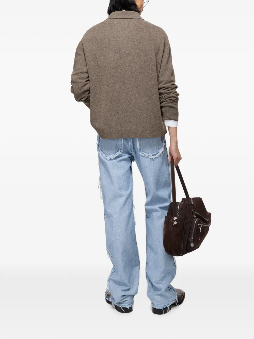 Acne Studios Wollen gebreid poloshirt Bruin