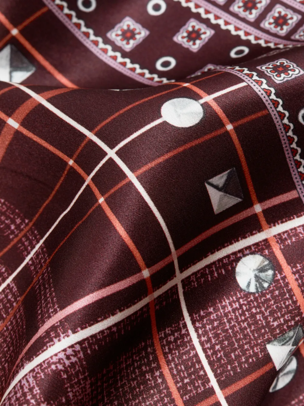 Acne Studios Geruite sjaal met studs Rood