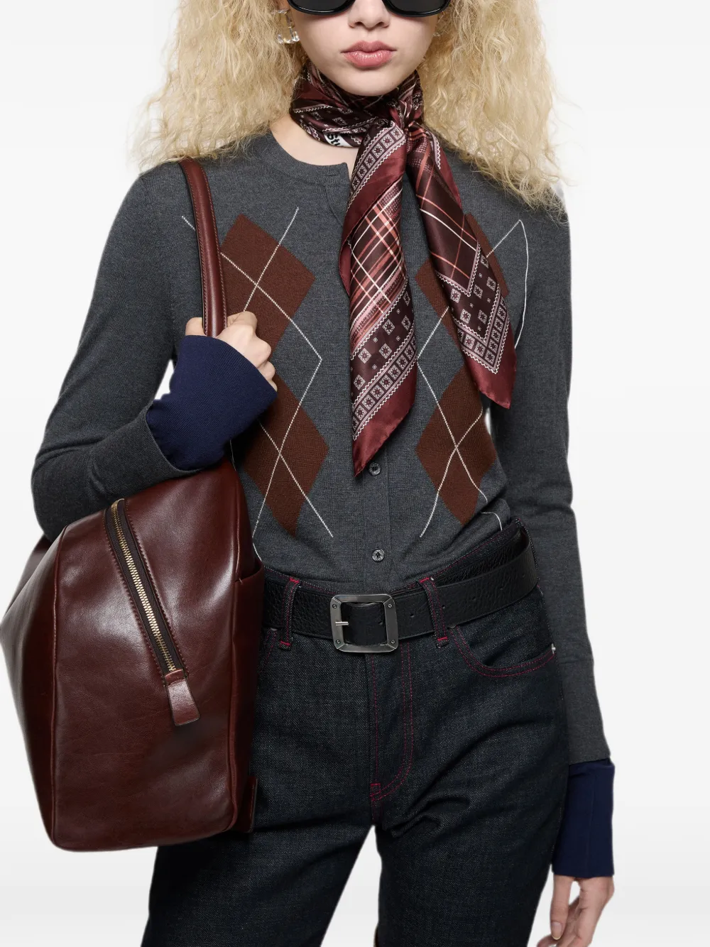 Acne Studios Geruite sjaal met studs Rood