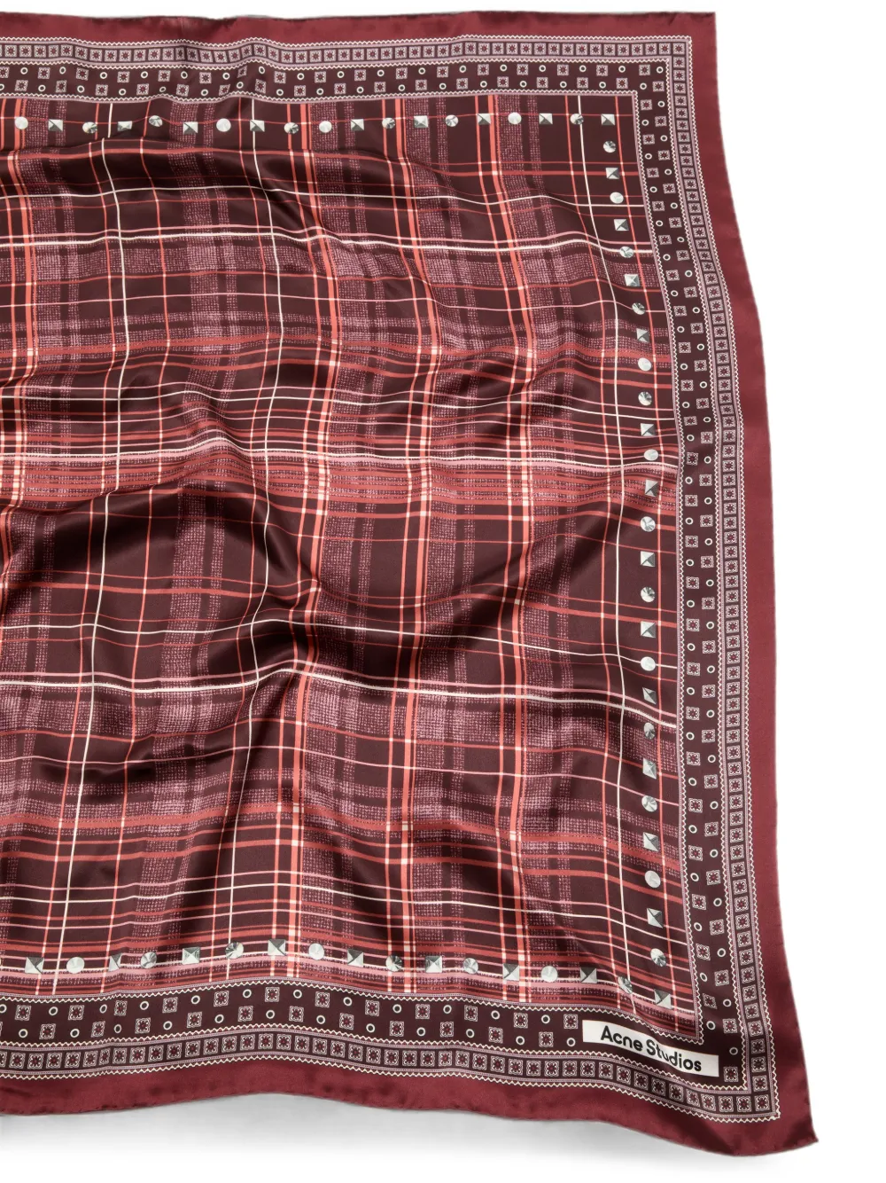 Acne Studios Geruite sjaal met studs Rood