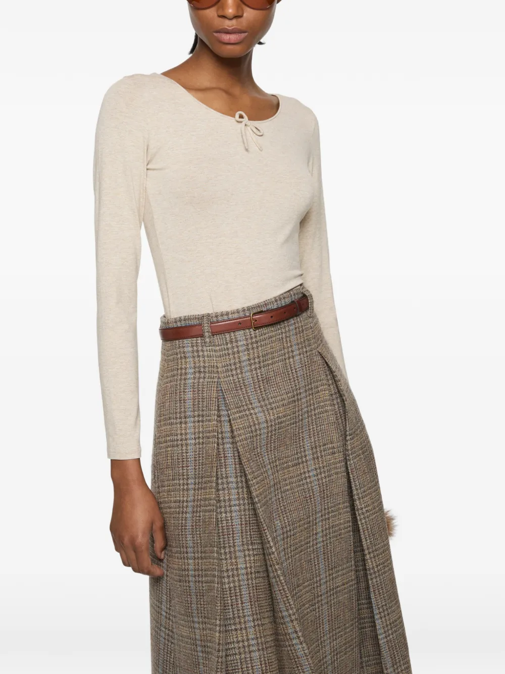 Acne Studios T-shirt met strikdetail en lange mouwen Beige