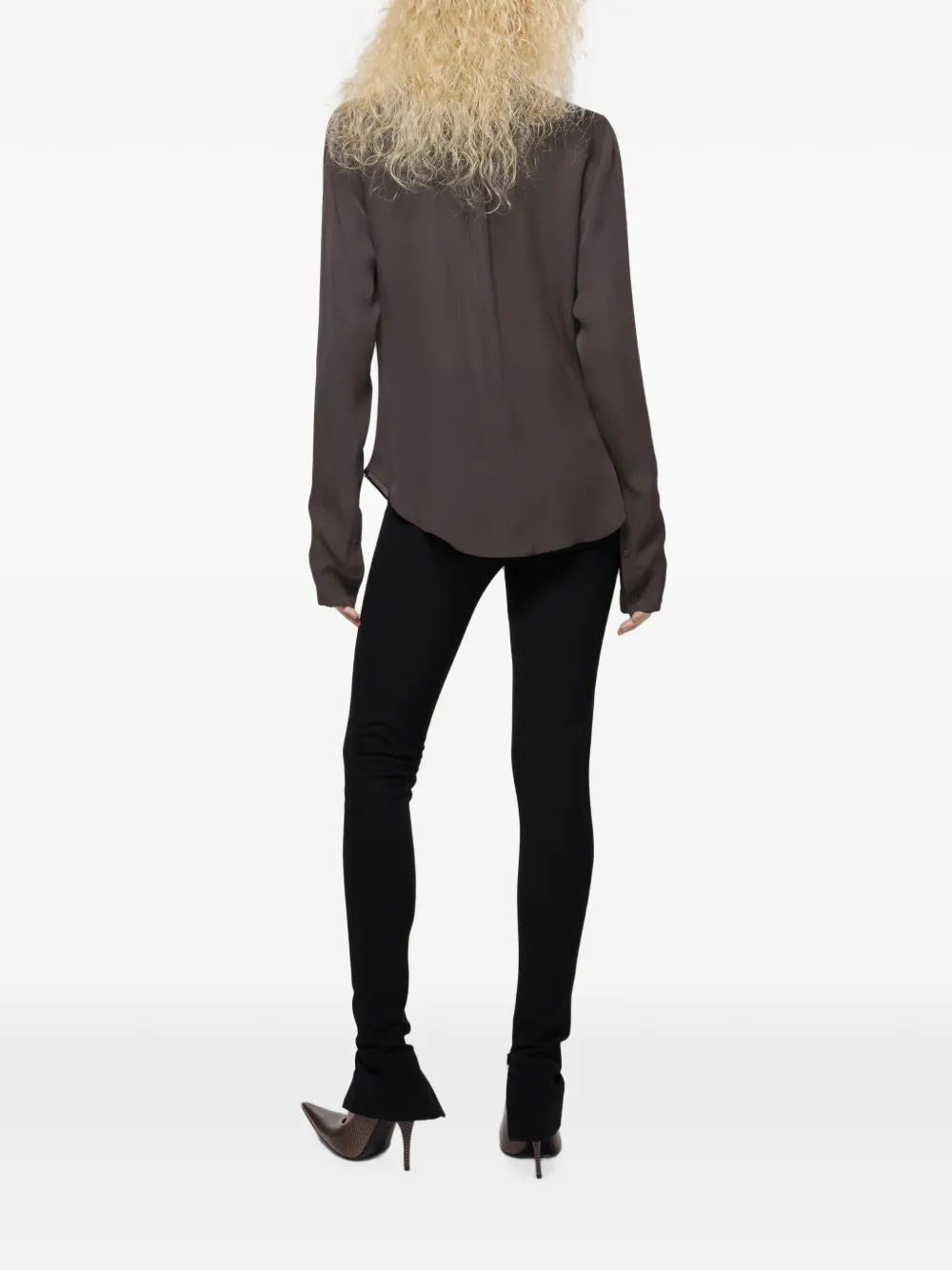 Acne Studios Silk Blouse With Cowl Neck In Multi