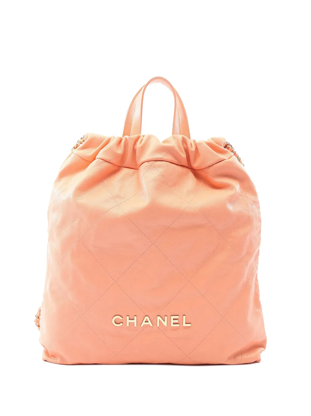 CHANEL Pre-Owned 2021-2026 Large Shiny Quilted Caviar 22 backpack - Orange