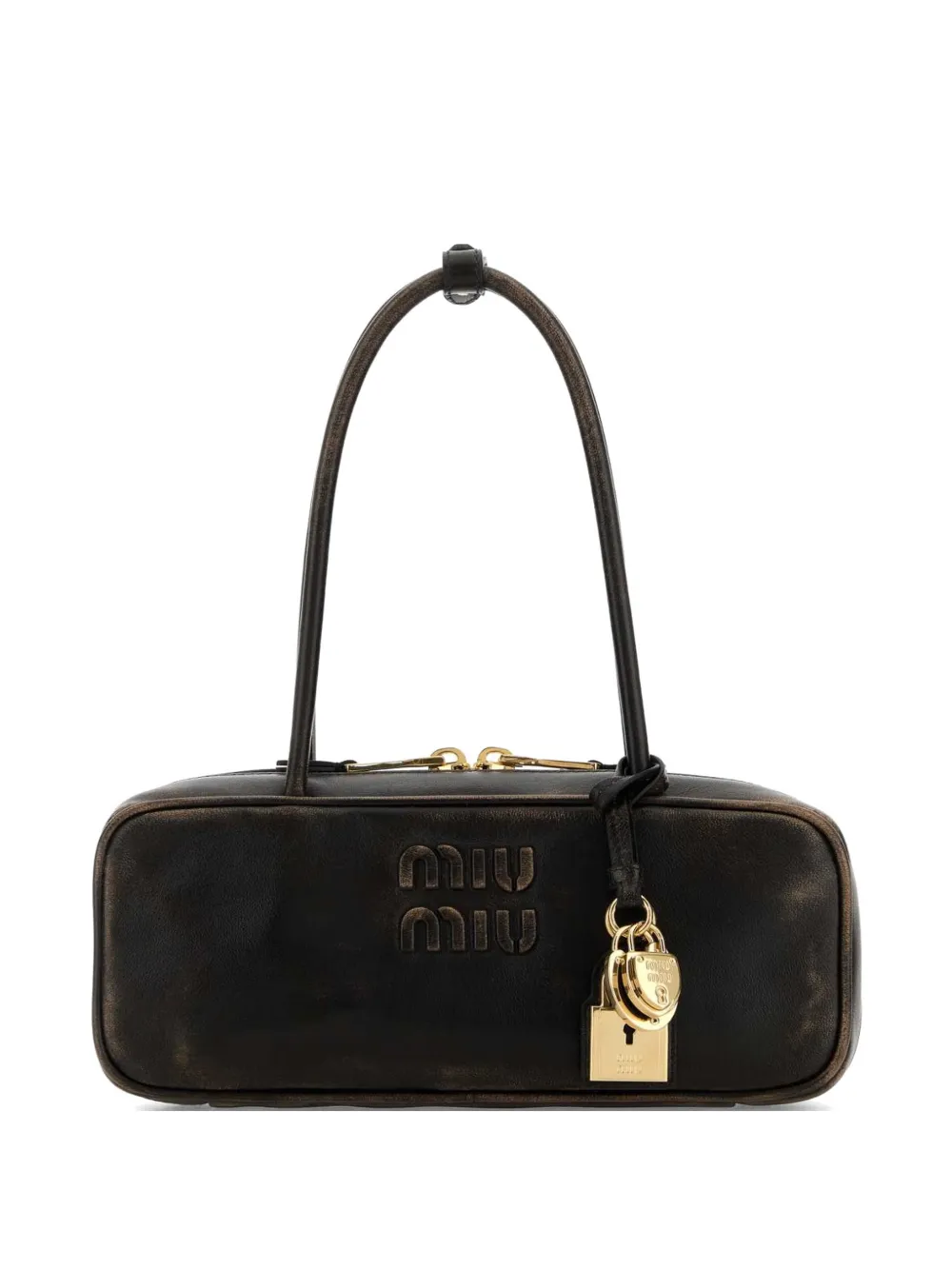 Miu Miu small Beau logo-embossed leather shoulder bag - Braun