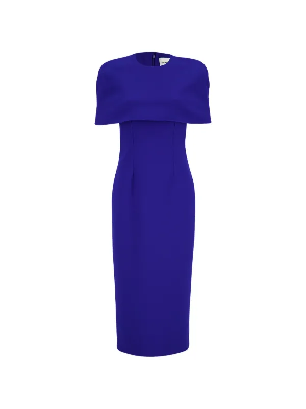 Roland Mouret cape-overlay Crepe Midi Dress | Blue