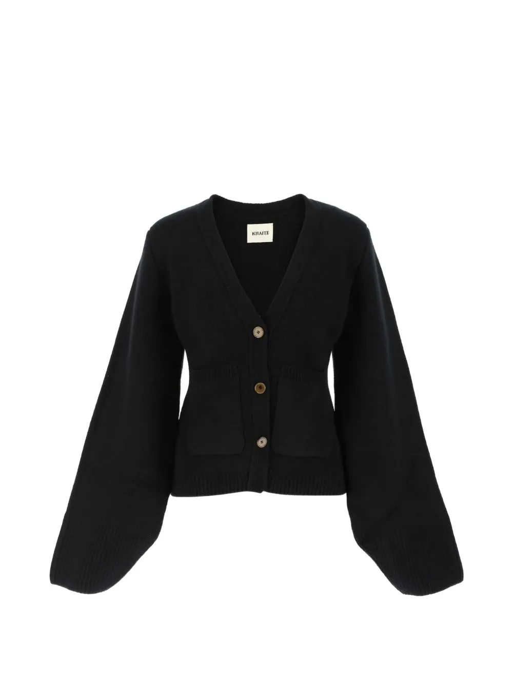 KHAITE Scarlet flared-sleeve cashmere cardigan - Black