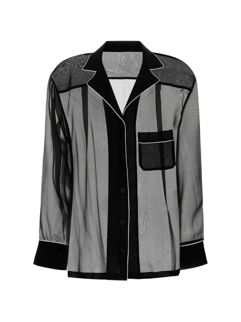 Dolce & Gabbana sheer piping-detail shirt - Schwarz