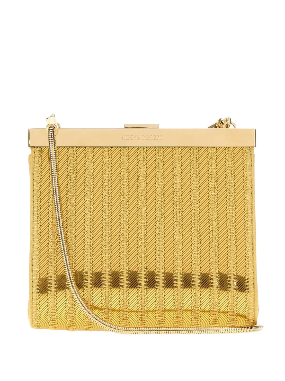 Alberta Ferretti Ribbed-knit Chain-strap Shoulder Bag In Gold
