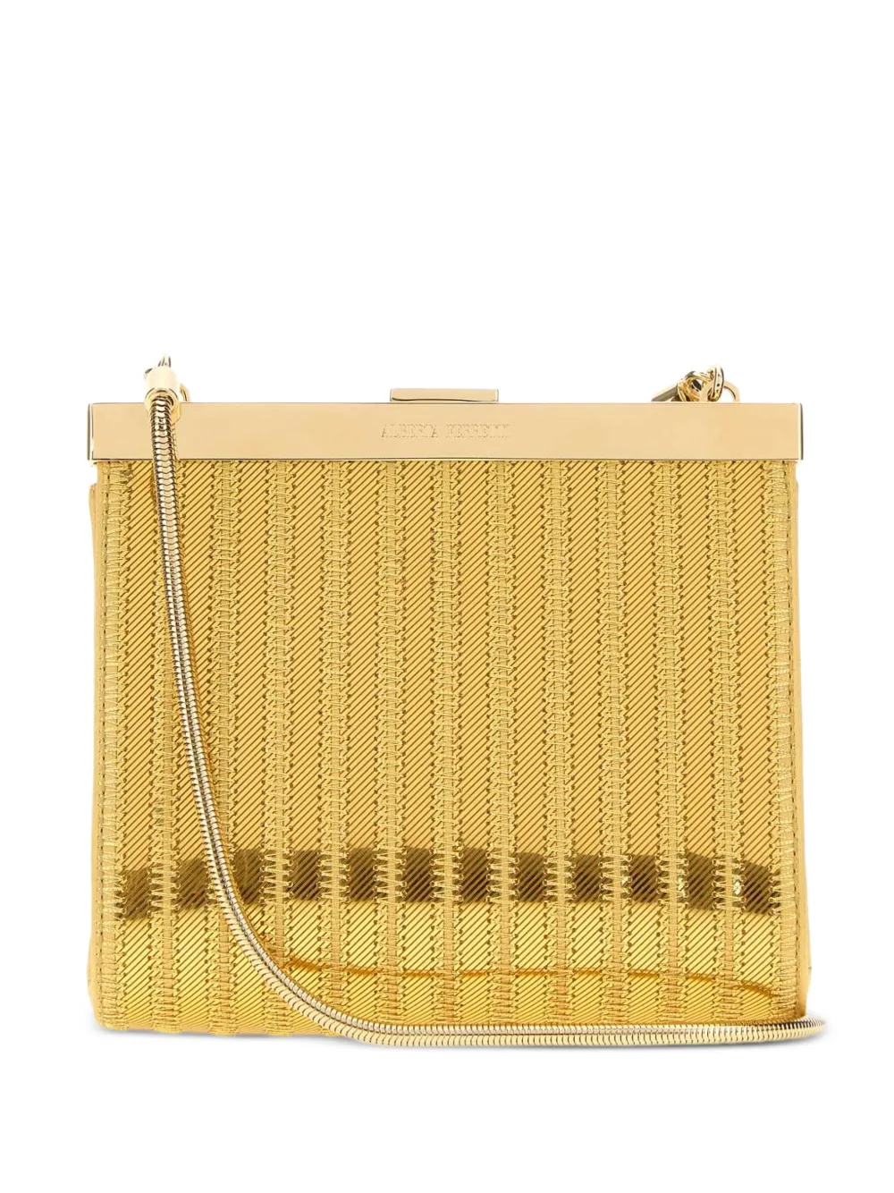 Alberta Ferretti ribbed-knit chain-strap shoulder bag - Oro