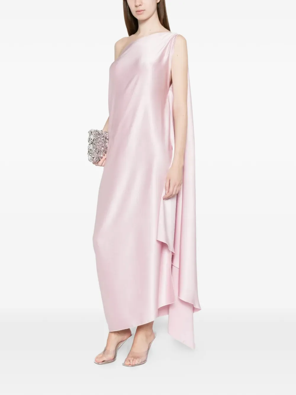  Stephan Janson Vestido Largo Drapeado - Rosa 