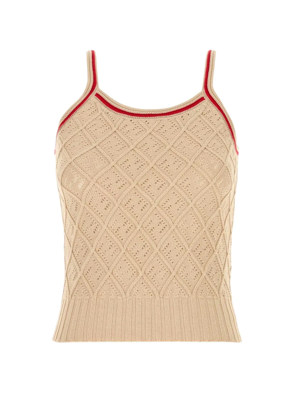 FENDI argyle-motif ribbed-trim top - Nude