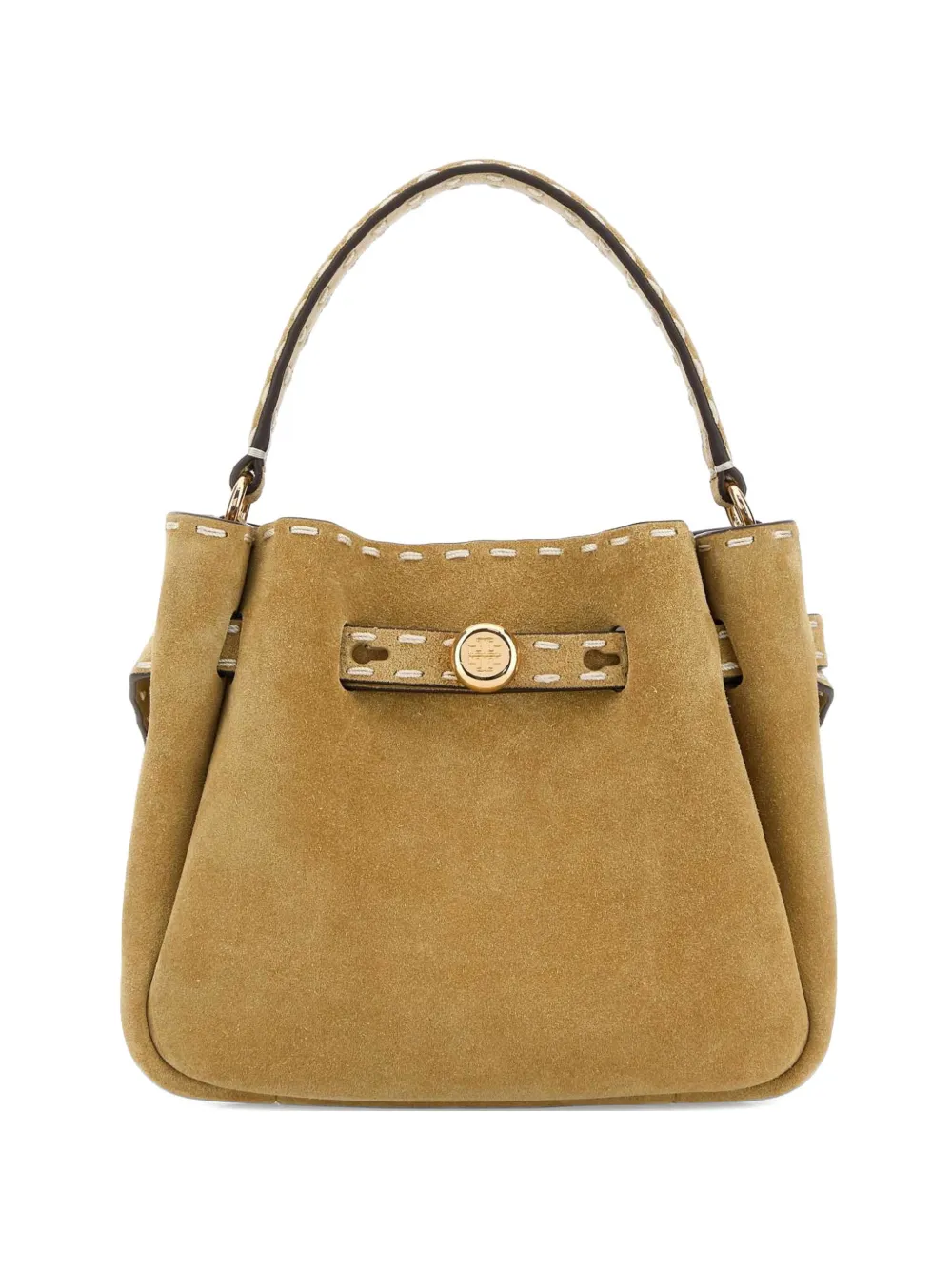 Tory Burch mini Romy contrast-stitch suede bucket bag - Braun