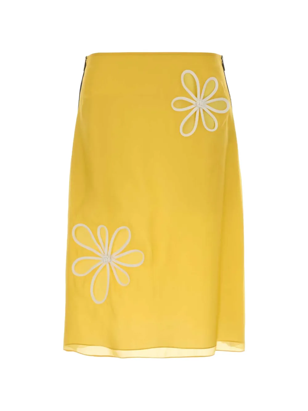 FENDI floral-appliqué zip-detail midi skirt - Gelb