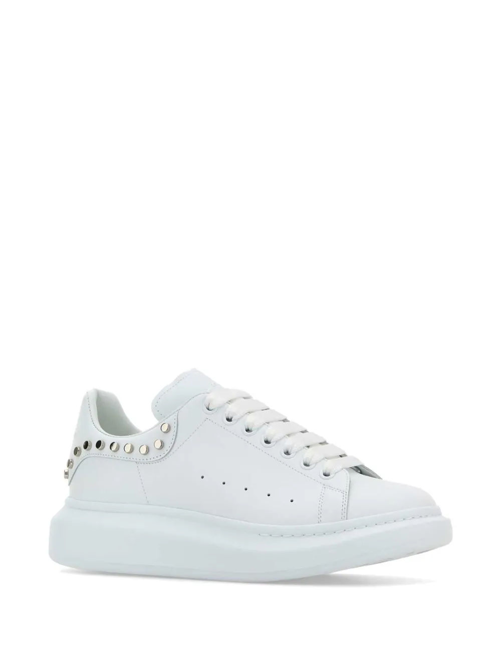Alexander McQueen Oversized stud-embellished lace-up leather sneakers Wit