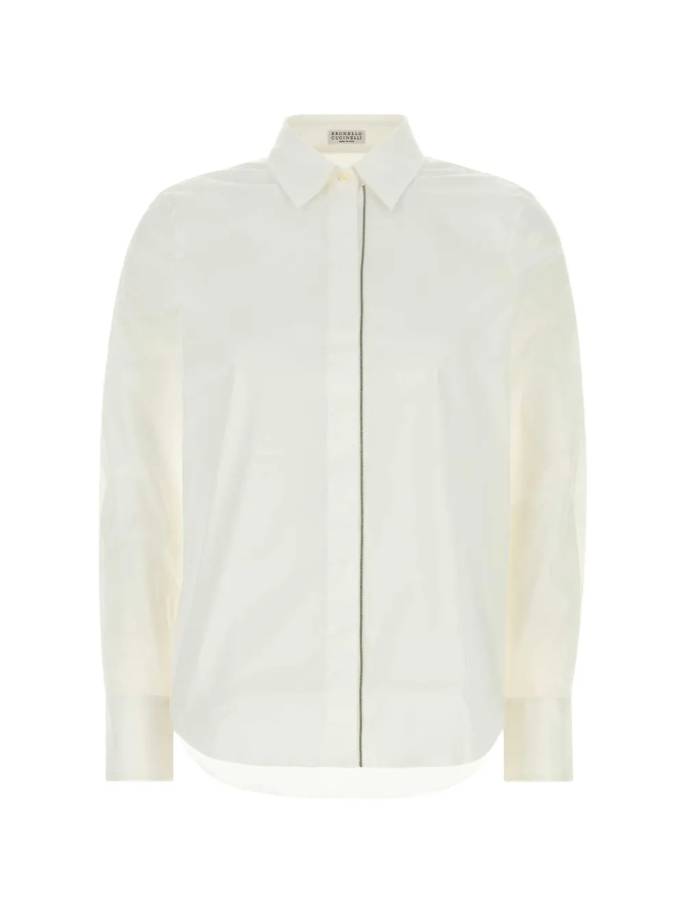 Brunello Cucinelli Monili-trimmed poplin shirt - White