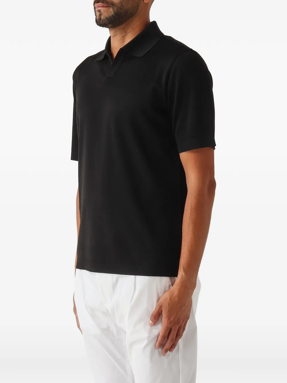 Herno Jersey poloshirt met open kraag Zwart