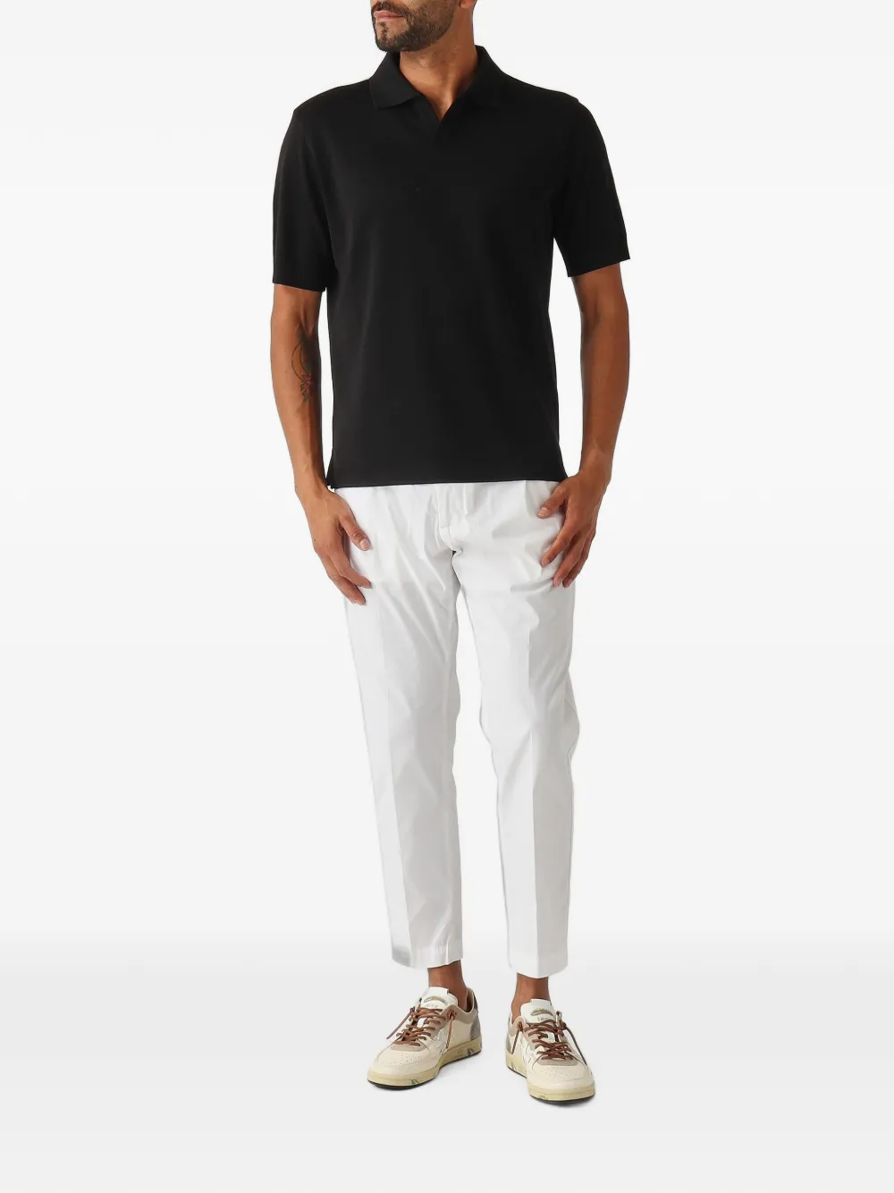 Herno Jersey poloshirt met open kraag Zwart