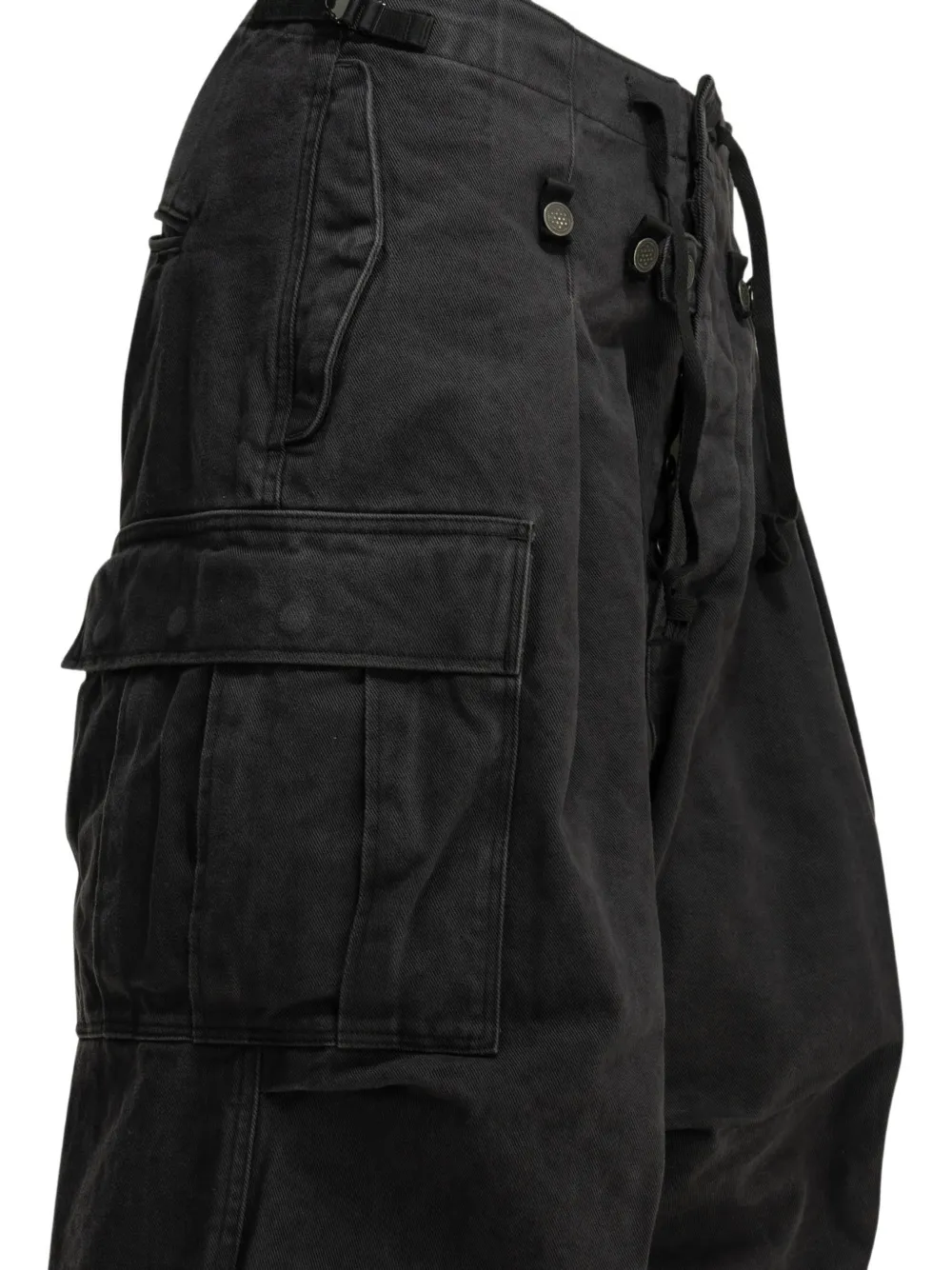 KAPITAL Cargo broek met knoopdetail Zwart