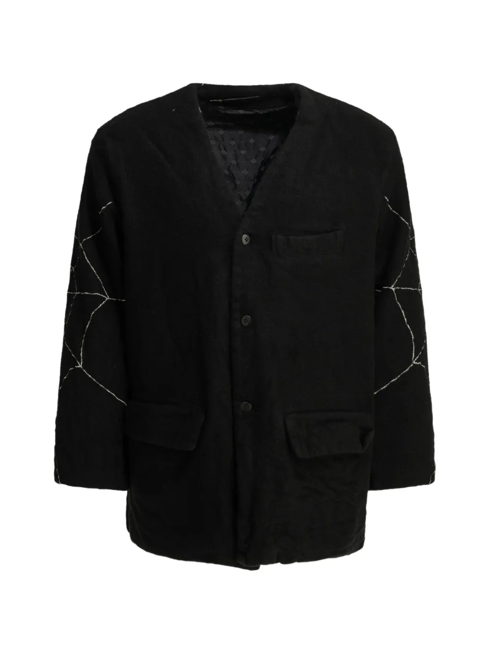 KAPITAL embroidered collarless jacket - Nero