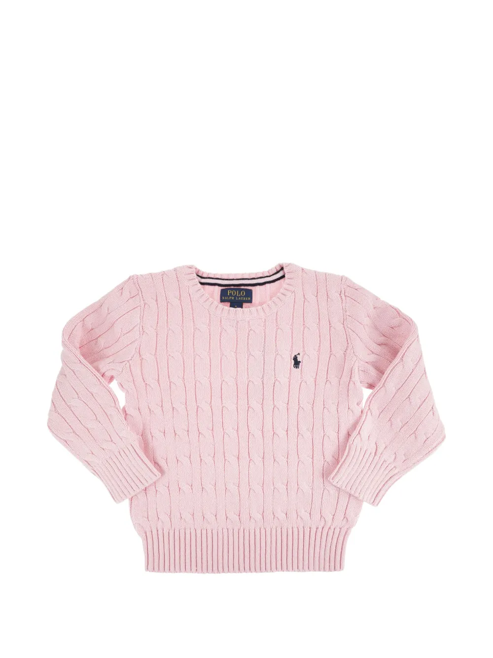 POLO RALPH LAUREN KIDS cable-knit logo-embroidered sweater - Rosa