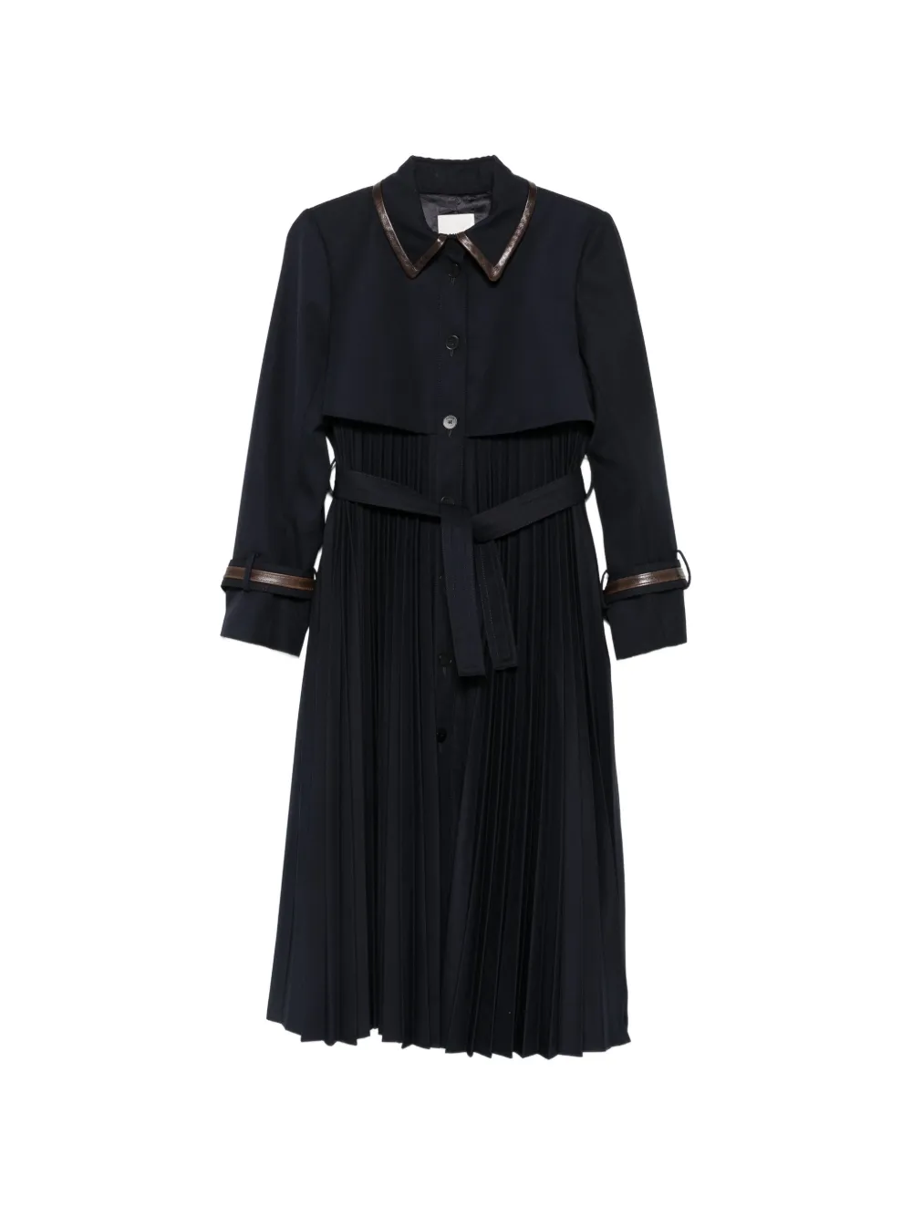 SANDRO Trenchcoat mit Lederbesatz - Blau
