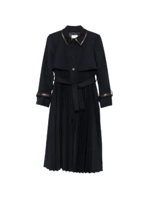 SANDRO Trench Coat With Pleated Inset | Blue | FARFETCH