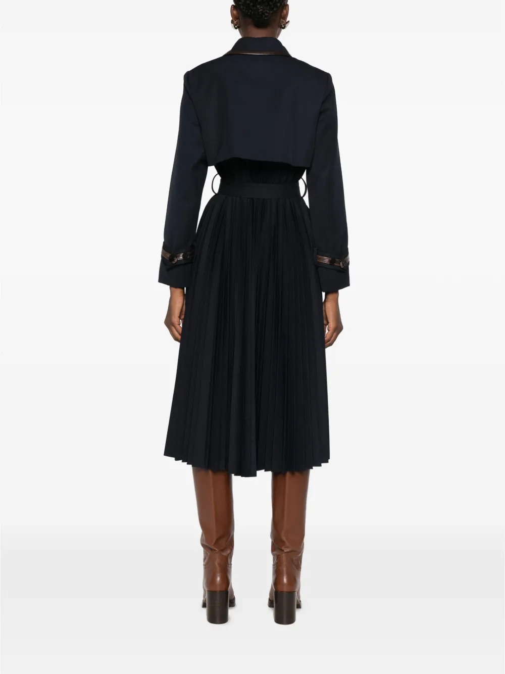 SANDRO Trenchcoat met leren afwerking en plooien Blauw
