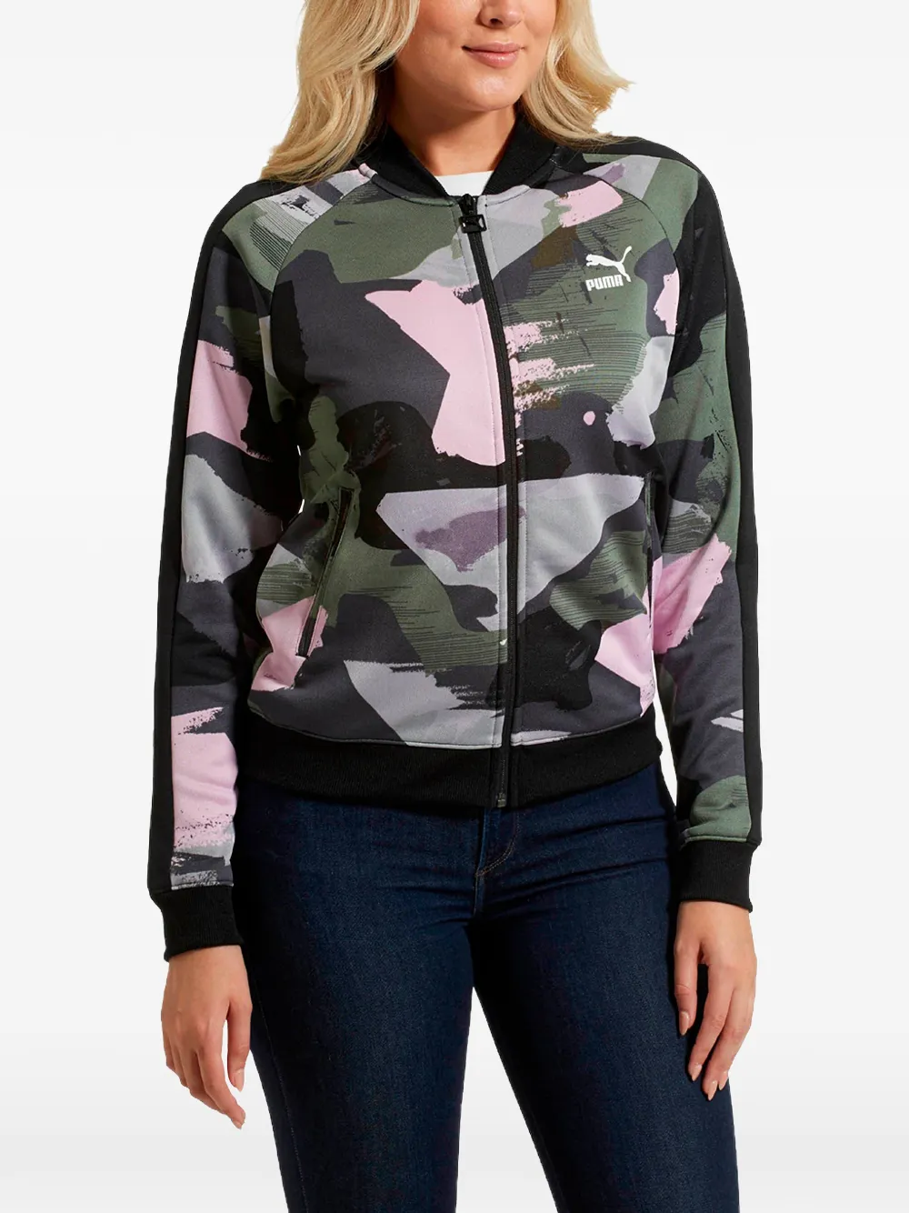 PUMA Sweater met camouflageprint en rits Zwart