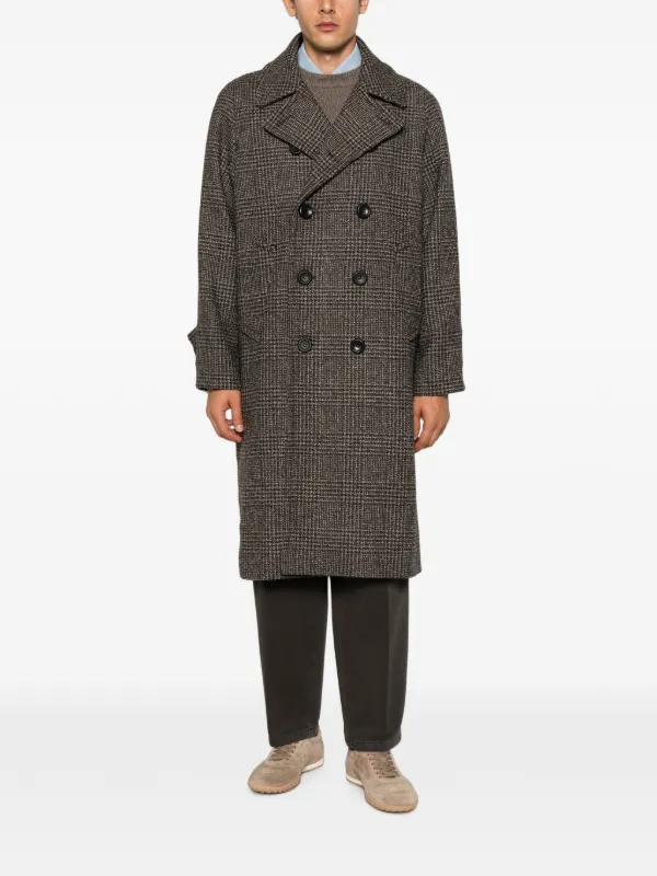 SANDRO Checked double-breasted Coat | Brown | FARFETCH